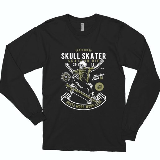 Skull Skater Funny Long Sleeve T shirt