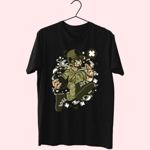 Soldier Running Funny Graphic T Shirt