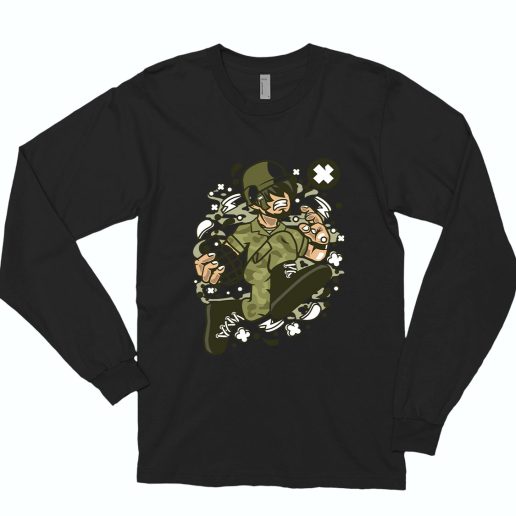 Soldier Running Funny Long Sleeve T shirt