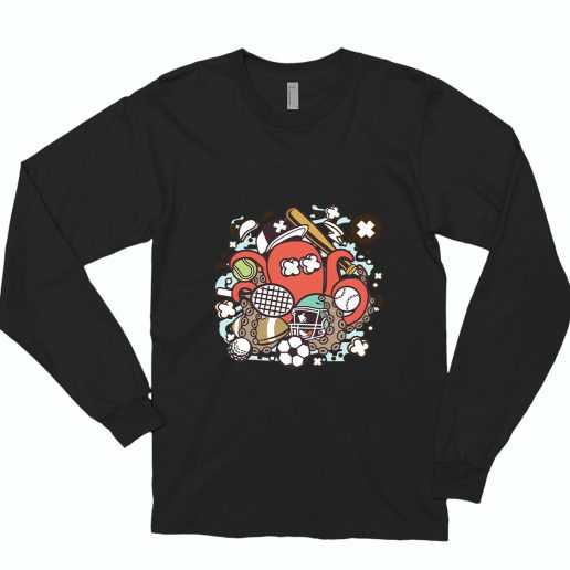 Sports Octopus Funny Long Sleeve T shirt