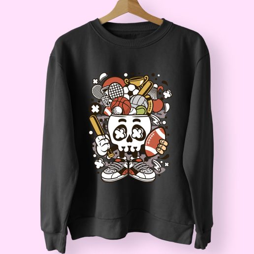 Sports Skull Head Funny Graphic Sweatshirt