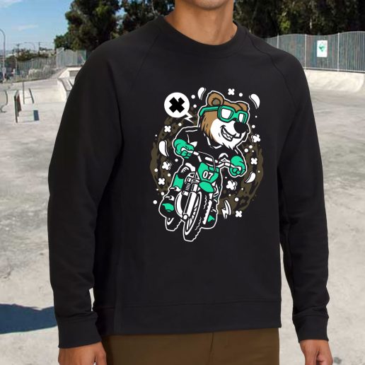 Streetwear Sweatshirt Bear Motocross Rider