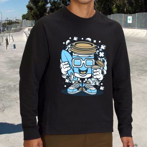 Streetwear Sweatshirt Coffee Cup Surfer