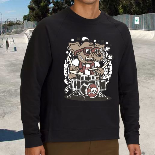 Streetwear Sweatshirt Elephant Drummer