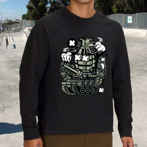 Streetwear Sweatshirt Grenade War Tank