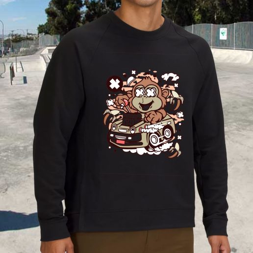 Streetwear Sweatshirt Monkey Hotrod