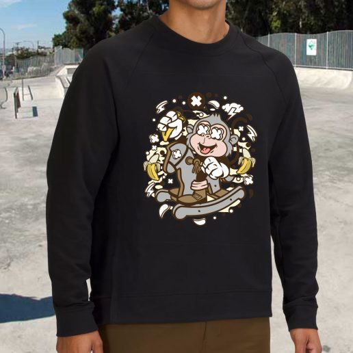 Streetwear Sweatshirt Monkey Rocking Horse