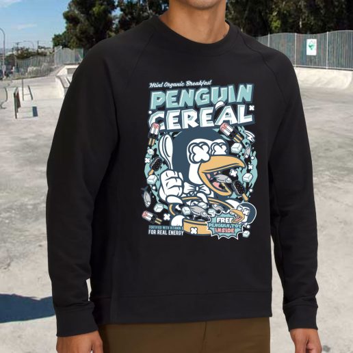 Streetwear Sweatshirt Penguin Cereal Box