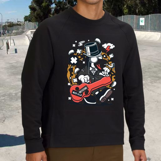 Streetwear Sweatshirt Penguin Guitar