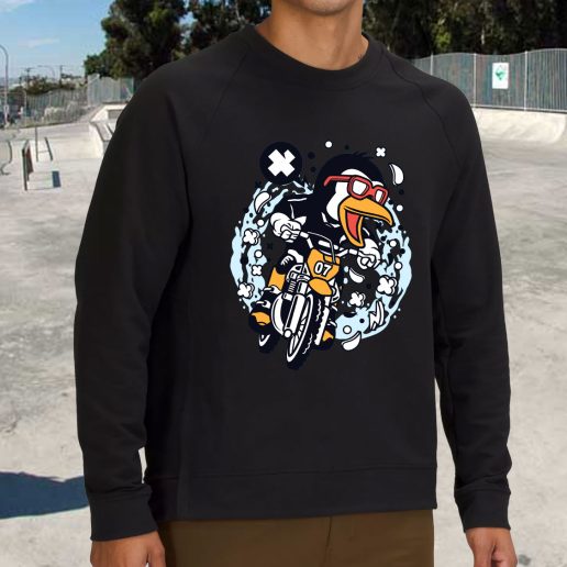 Streetwear Sweatshirt Penguin Motocross Rider