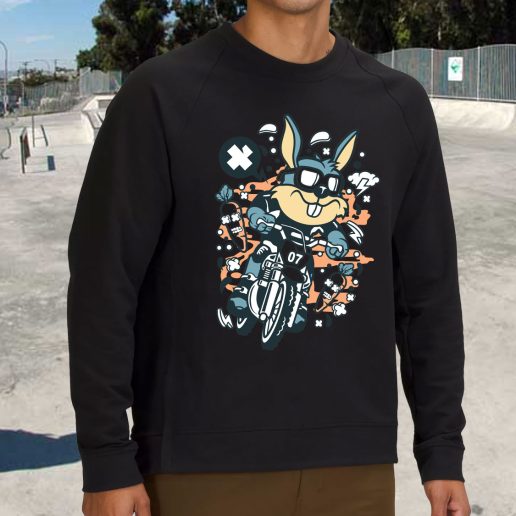 Streetwear Sweatshirt Rabbit Motocross Rider