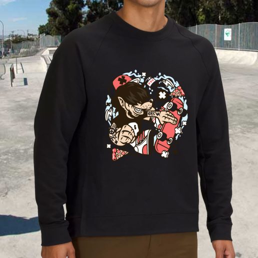 Streetwear Sweatshirt Wolf Skater