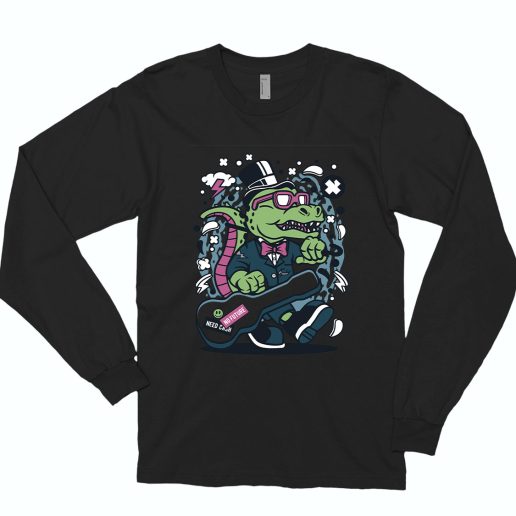 Trex Guitar Funny Long Sleeve T shirt