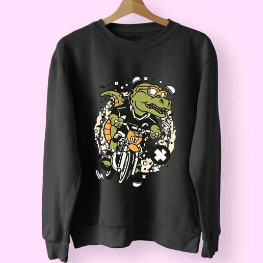 Trex Motocross Rider Funny Graphic Sweatshirt