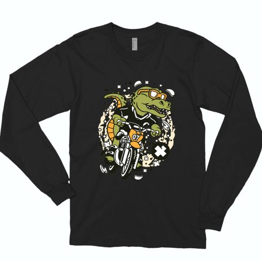 Trex Motocross Rider Funny Long Sleeve T shirt