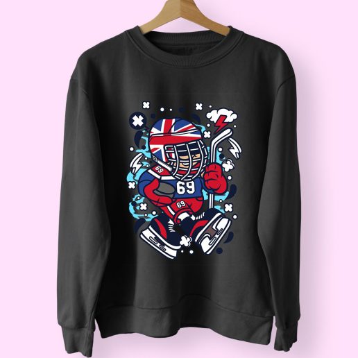 United Kingdom Hockey Kid Funny Graphic Sweatshirt