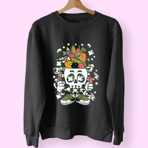 Vegetable Skull Head Funny Graphic Sweatshirt