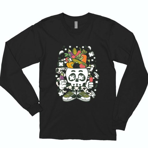 Vegetable Skull Head Funny Long Sleeve T shirt