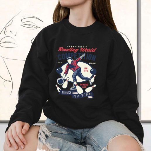 Vintage Sweatshirt Bowling World Competition Fashion Trends