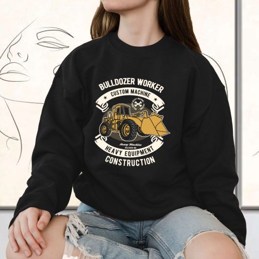 Vintage Sweatshirt Bulldozer Worker Fashion Trends