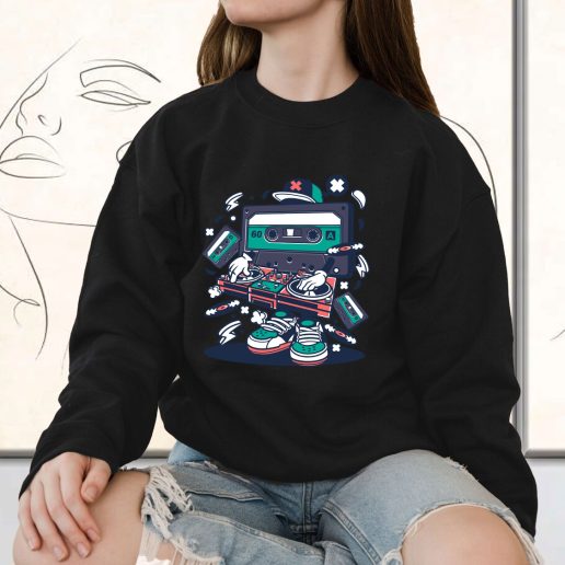 Vintage Sweatshirt Cassette Disk Jockey Fashion Trends