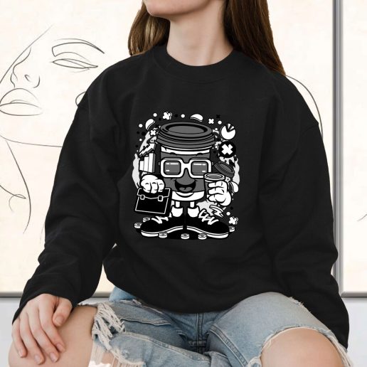 Vintage Sweatshirt Coffee Cup Businessman Fashion Trends