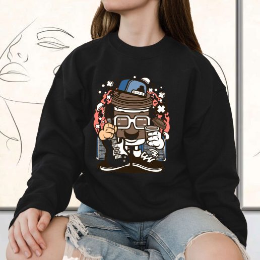 Vintage Sweatshirt Coffee Cup Rocker Fashion Trends