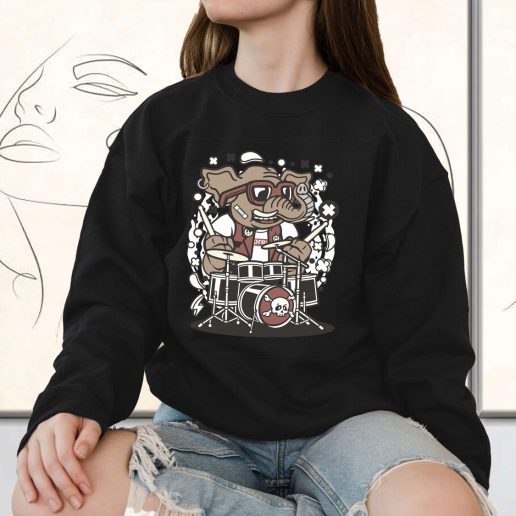 Vintage Sweatshirt Elephant Drummer Fashion Trends