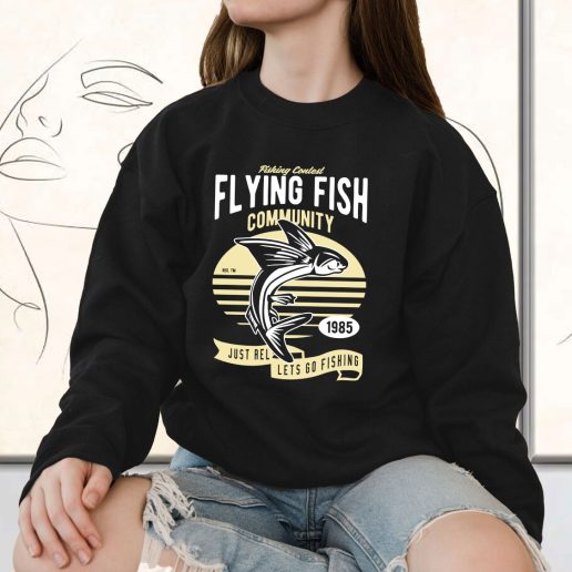 Vintage Sweatshirt Flying Fish Fashion Trends