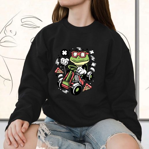 Vintage Sweatshirt Frog Gokart Racer Fashion Trends