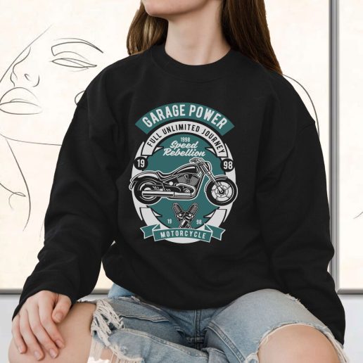 Vintage Sweatshirt Garage Power Motorcycle Fashion Trends