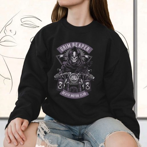 Vintage Sweatshirt Grim Reaper Motorcycle Fashion Trends