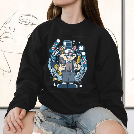 Vintage Sweatshirt Hipster Barber Leopard Fashion Trends