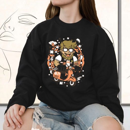 Vintage Sweatshirt Hipster Scooterist Fashion Trends