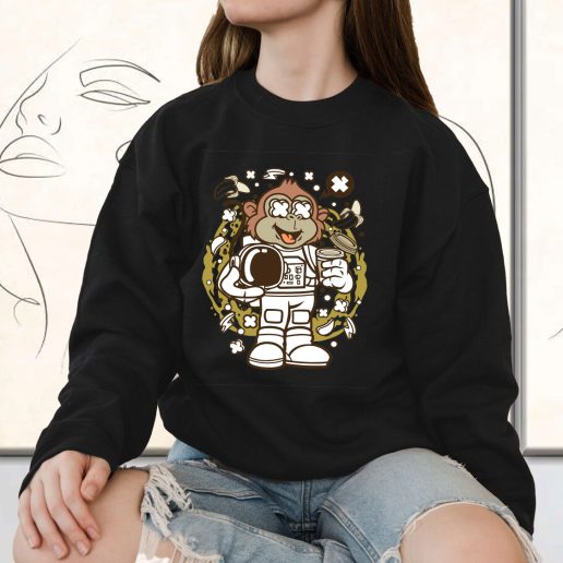 Vintage Sweatshirt Monkey Astronaut Fashion Trends