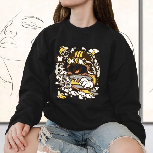 Vintage Sweatshirt Monkey Pilot Fashion Trends