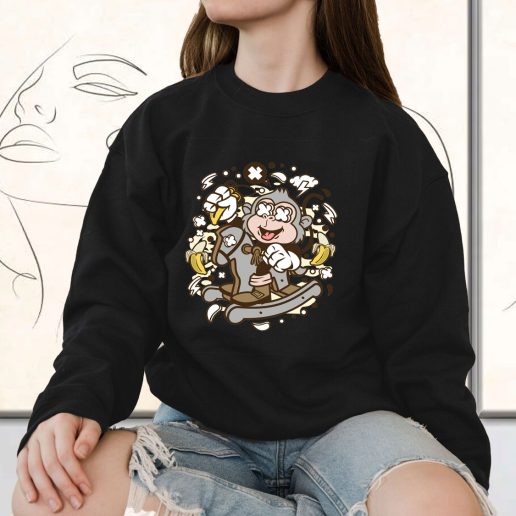 Vintage Sweatshirt Monkey Rocking Horse Fashion Trends