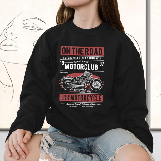 Vintage Sweatshirt Motorcycle On The Road Fashion Trends