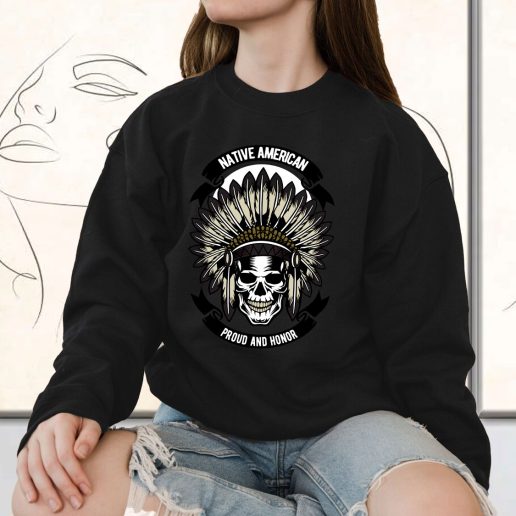 Vintage Sweatshirt Native American Skull Fashion Trends