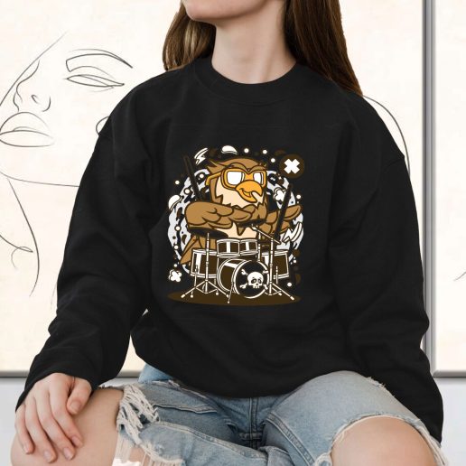 Vintage Sweatshirt Owl Drummer Fashion Trends