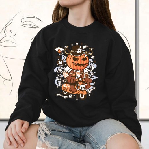 Vintage Sweatshirt Pumpkin Scooter Fashion Trends