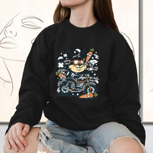 Vintage Sweatshirt Rabbit Motocrosser Fashion Trends