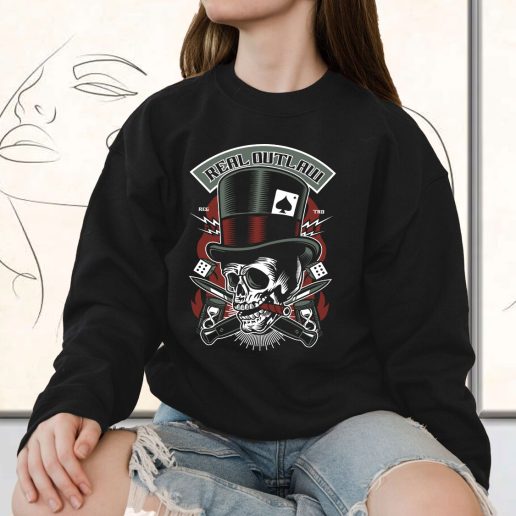 Vintage Sweatshirt Real Outlaw Skull Fashion Trends