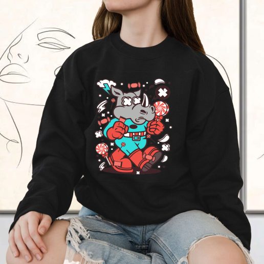 Vintage Sweatshirt Rhino Super Candy Fashion Trends