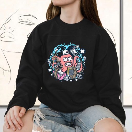 Vintage Sweatshirt Rock Octopus Fashion Trends