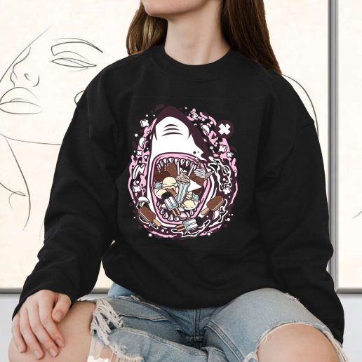 Vintage Sweatshirt Shark Ice Cream Fashion Trends