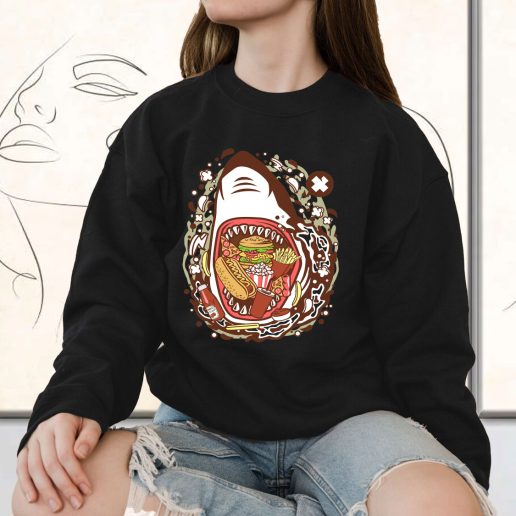 Vintage Sweatshirt Shark Junk Food Fashion Trends