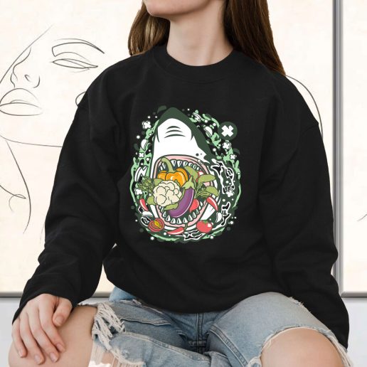 Vintage Sweatshirt Shark Vegetable Fashion Trends