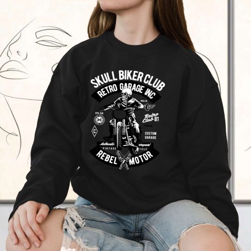 Vintage Sweatshirt Skull Biker Club Fashion Trends