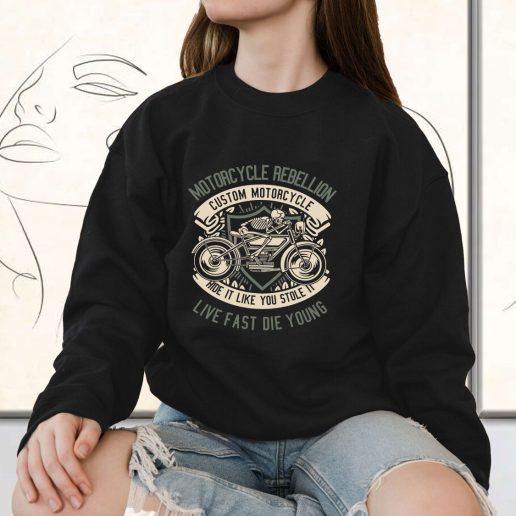 Vintage Sweatshirt Skull Rebel Motorcycle Fashion Trends